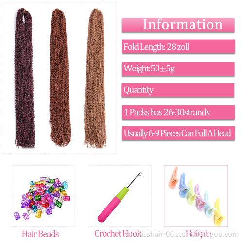 Wholesale 28'' Micro Curly Zizi Braids Wavy Box Braids Thin Zizi Twists Synthetic Braiding Hair Extensions Crochet Hair African